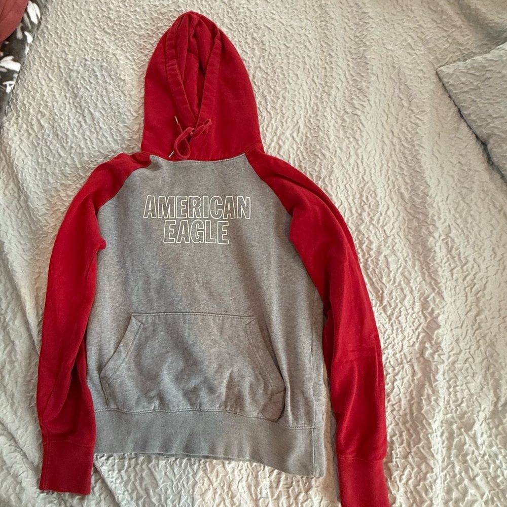 American Eagle Outfitters Red and Gray Hoodie Size XS